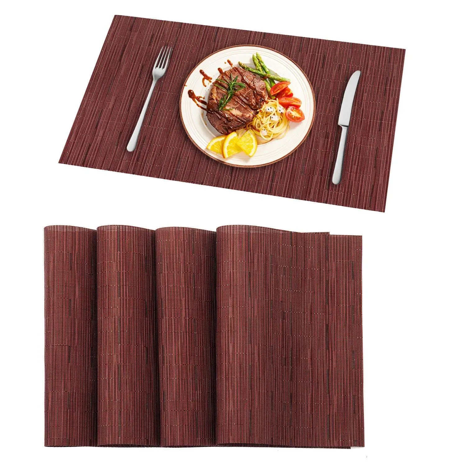 Buy Pauwer Placemats Set of 6 Crossweave Woven Vinyl Placemat for