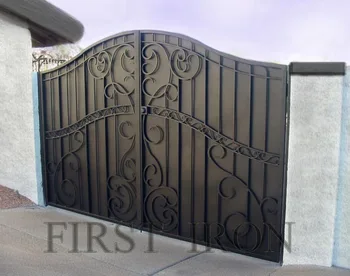 Decorative Double Wrought Iron Privacy Gate Forged With Steel Sheet Back People Can Not See Through Decorative Double Wrought Iron Privacy Gate Forged With Steel Sheet Back People Can Not See Through