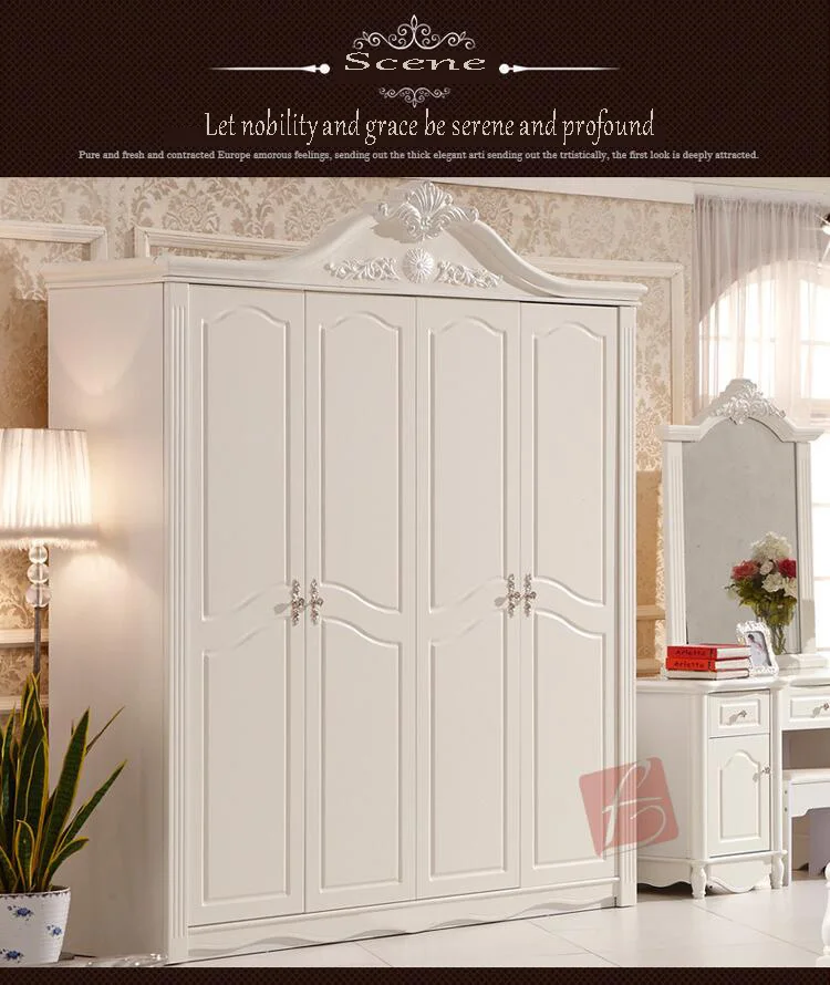 four door wardrobe antique European whole wardrobe French bedroom furniture wardrobe pfy10036