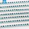 sapphire AB crystal cup chain glass rhinestone compact close silver chain trims