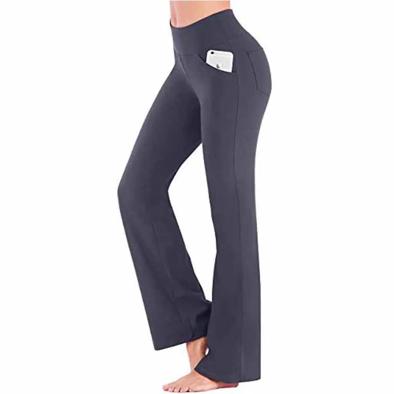 Promover Bootleg Yoga Pants Women Pockets High Waist Workout Tummy Control Work Casual 