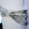 SH050L silver spandex sequin chair bands chair sash with buckle