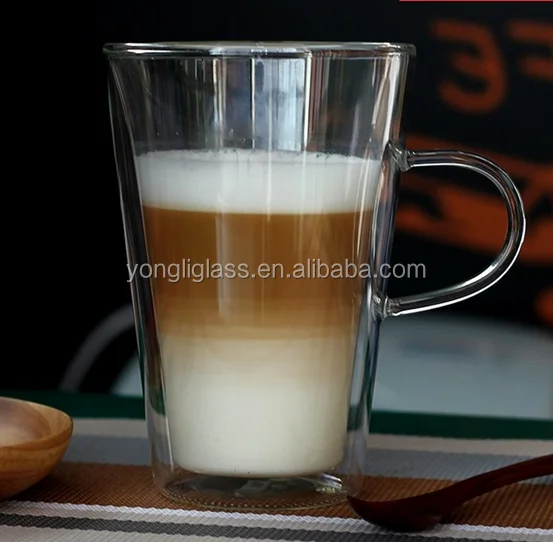 New design double wall glass coffee cup,double wall cappuccino glass cup