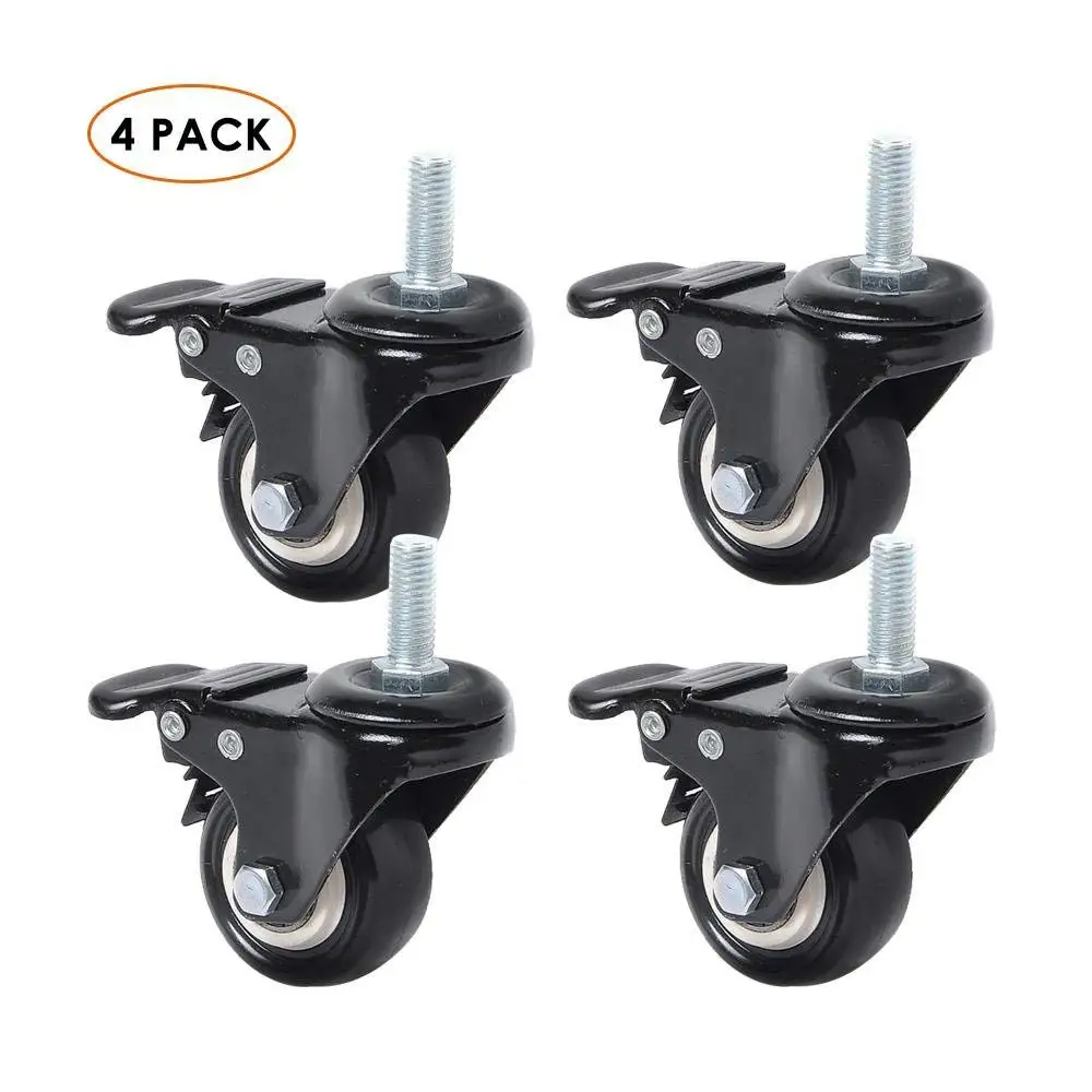 Set of 4 FixtureDisplays 2 Threaded Stem Casters 10mm 9/16 Stem Length 15mm Two with Stoppers 11705-CASTERS-4PK-NPF 3/8 Stem Diameter
