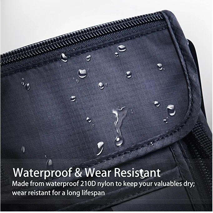 New Arrival Fashion Black Waterproof Neck Wallet Rfid Blocking Travel