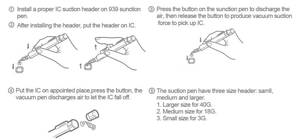BEST 939 Vacuum Suction Pen Vaccum Pick Up Pen Suction Pump
