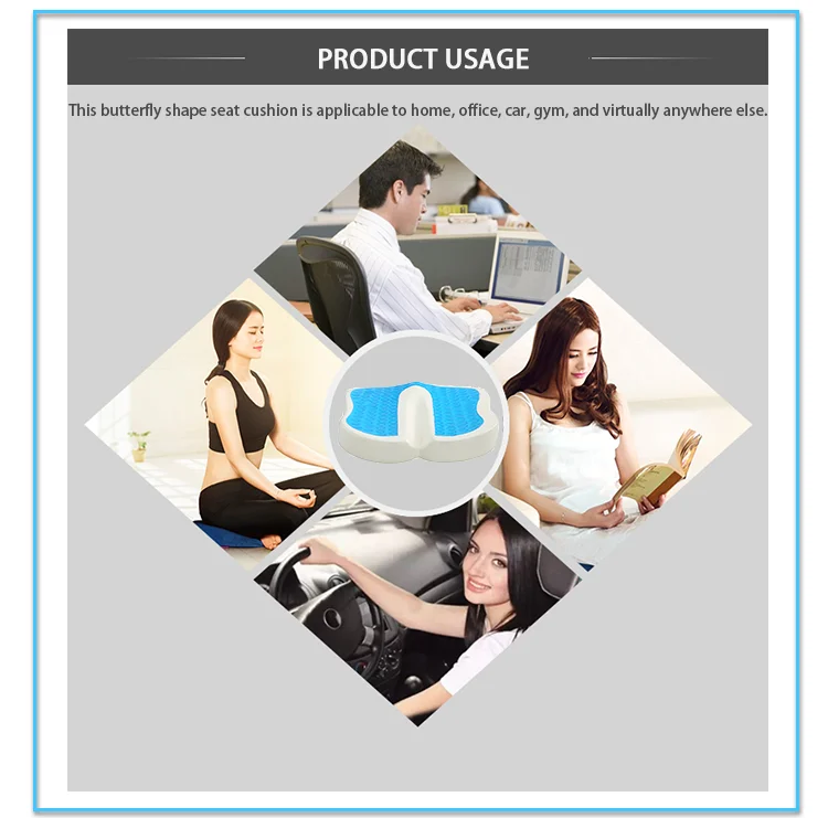 Orthopedic Comfort Office Chair Portable Comfy Car Driver Coccyx Cooling Memory Foam Cooling Gel Seat Cushion