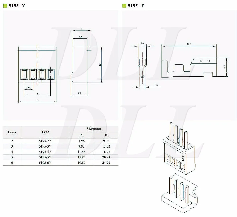 5195 серія 3,96 мм з’єднувач Molex 09-50-1021 09-50-1031 09-50-1041 швидкі з’єднувачі для електричних проводів