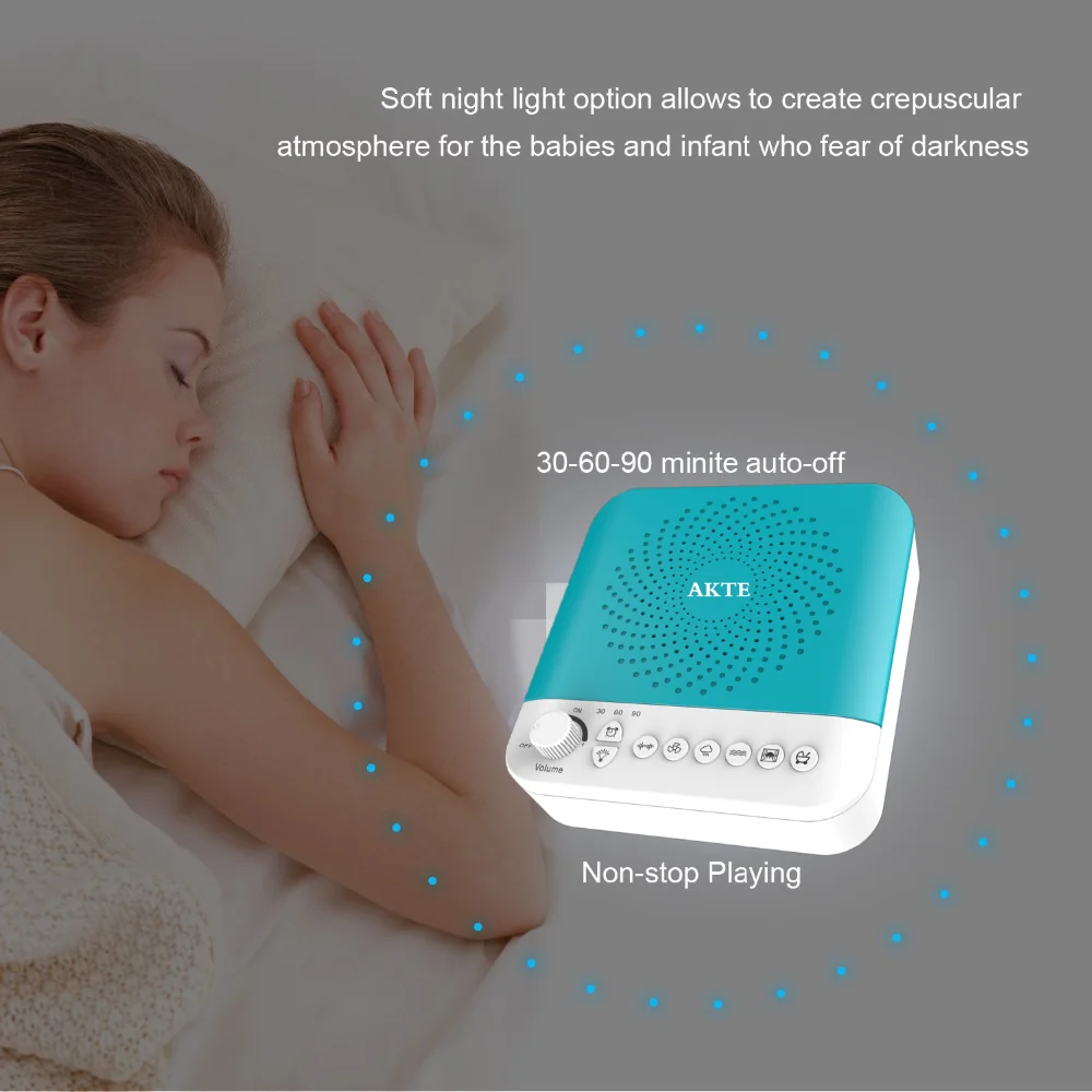 White Noise Sleep Therapy Sound Machine With 3 Timers & 17 Natural