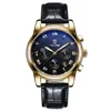 2019 Leather waterproof automatic mechanical men's black watch for Christmas present relojes hombre