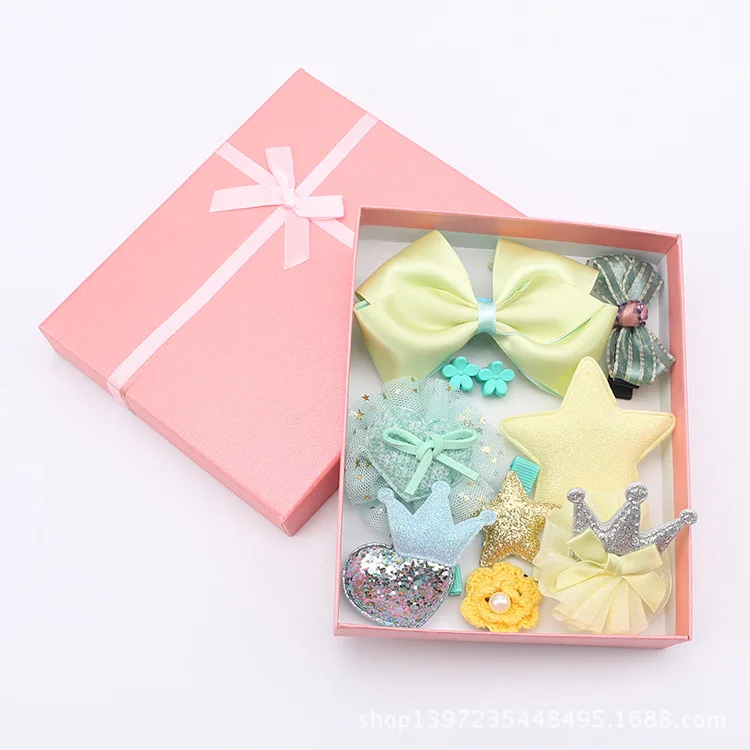 Fast Shipment Fashion Bowknot Hair Clips Sets Box Packing Gift For Kids ...