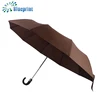 Coffee full auto open fold umbrella vented curved black handle on sale