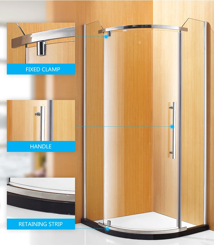 Modern Shower Cabins Frameless Glass Screen Bubble Door Prefab Corner