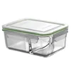 kitchen lunch box clear high borosilicate food shot glass storage container with locking lids