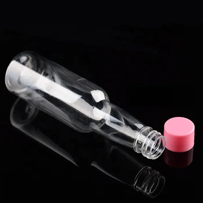 Bpa Free Pet Plastic Transparent Mini Liquor Bottle With Aluminum Cap