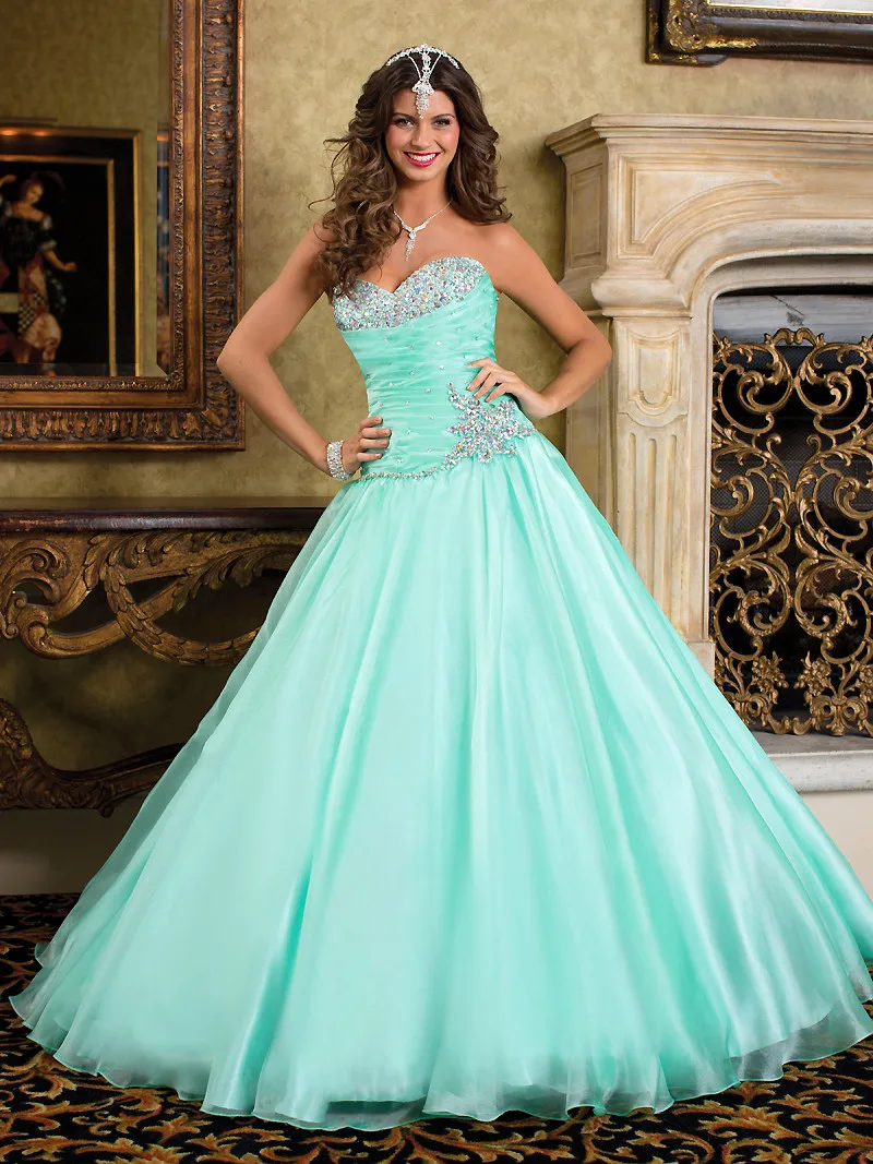 vestido de debutante Beaded Turquoise Quinceanera Dresses ...