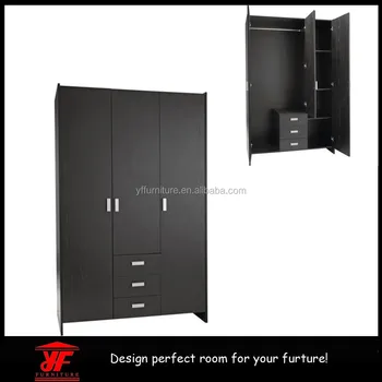 Cheap Indian Bedroom Closet Cabinet Designs Black 3 Door Wardrobe