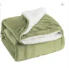 100% polyester sherpa flannel blanket two sides brushed cozy fleece throw
