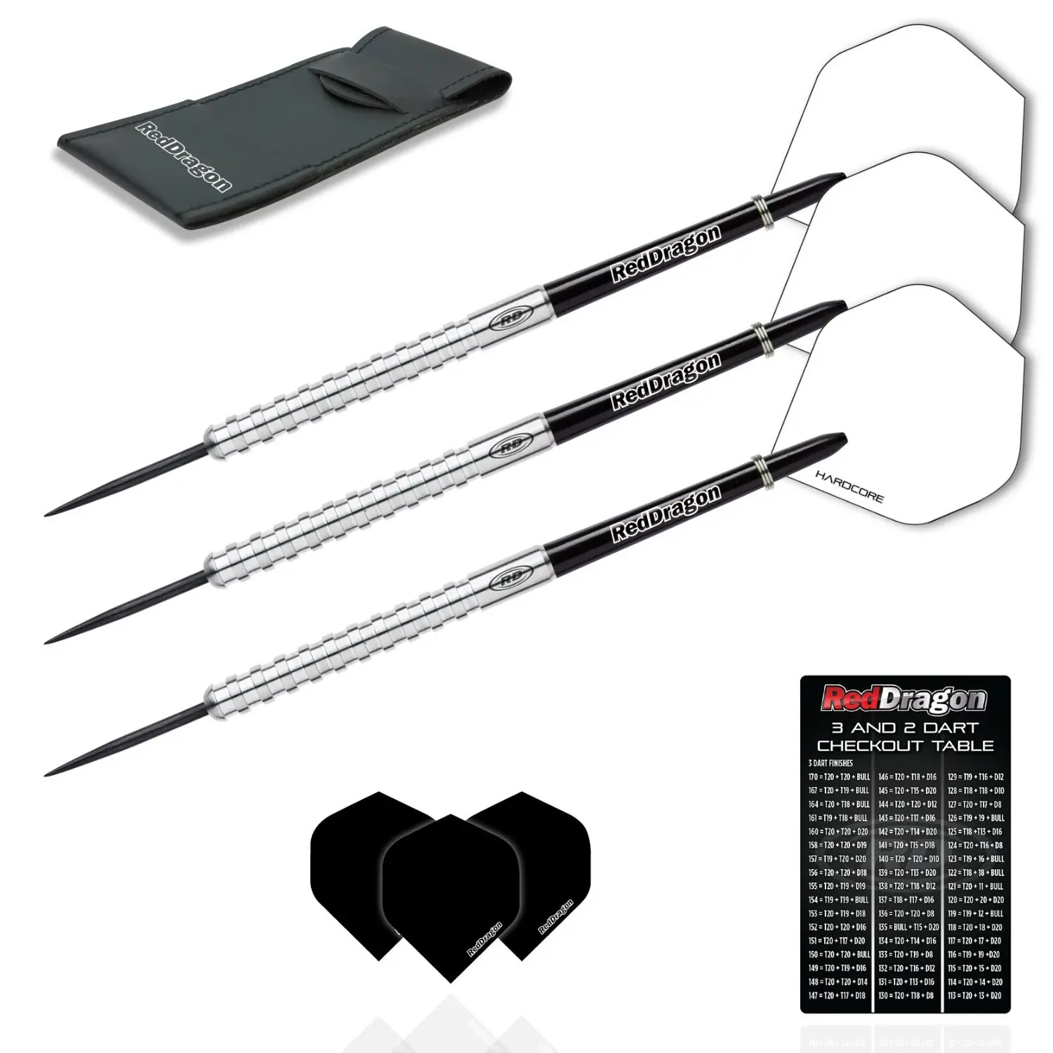 Red Dragon Javelin: 22g - 85% Tungsten Steel Darts with Flights, Shafts, Wallet & Red Dragon Checkout Card