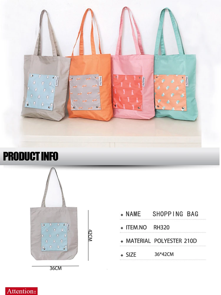 Lady Shopping Bag Cute Pattern Light And Foldable Portable Shopping
