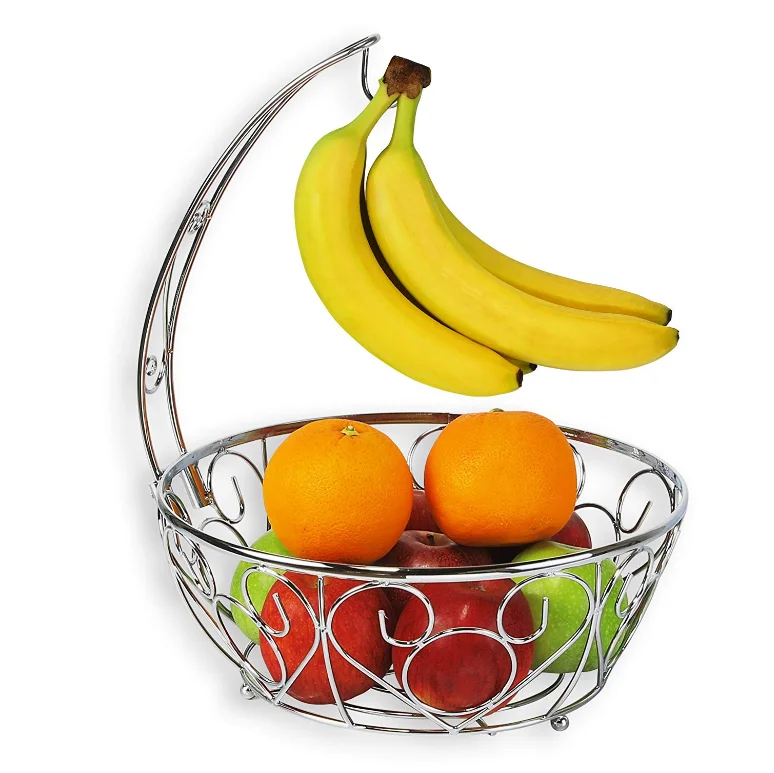 Wholesale Modern Countertop Bronze Metal Wire Fruit Basket Bowl With