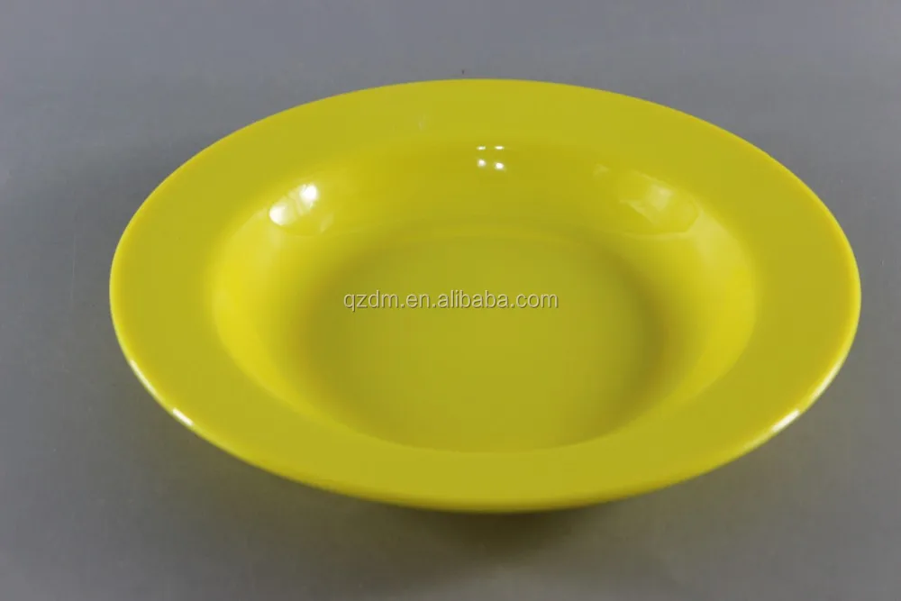 Solid Melamine Deep Plate/Yellow Plastic Soup Plate Height 3cm