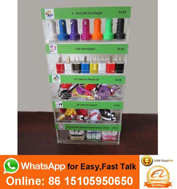 Counter Top Charging Station Display 5 Tiers Acrylic Mobile Phone