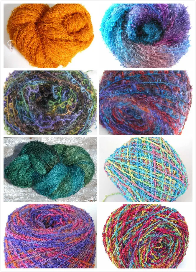 Fantastic Bright Colored Mohair Fancy Boucle Yarn For Knitting Scarf ...