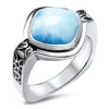 Wholesale Antique Blue Natural Larimar Rings 925 Sterling Silver Fashion Women Larimar Jewelry Larimar Ring