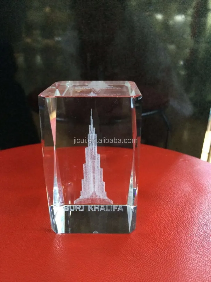 3d Laser Engraved Dubai Burj Khalifa Cube Religious Crystal Souvenirs Crystal Gifts Buy 3d
