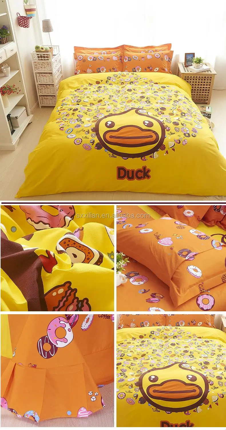 Little Yellow Duck Child Bedding Sets Kids Bed Sheet Sets Modern