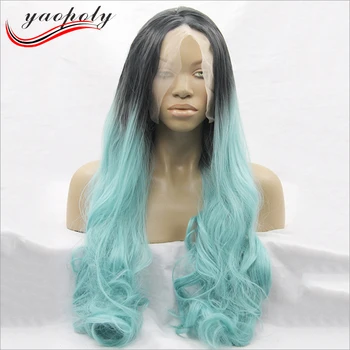 blue wig with roots