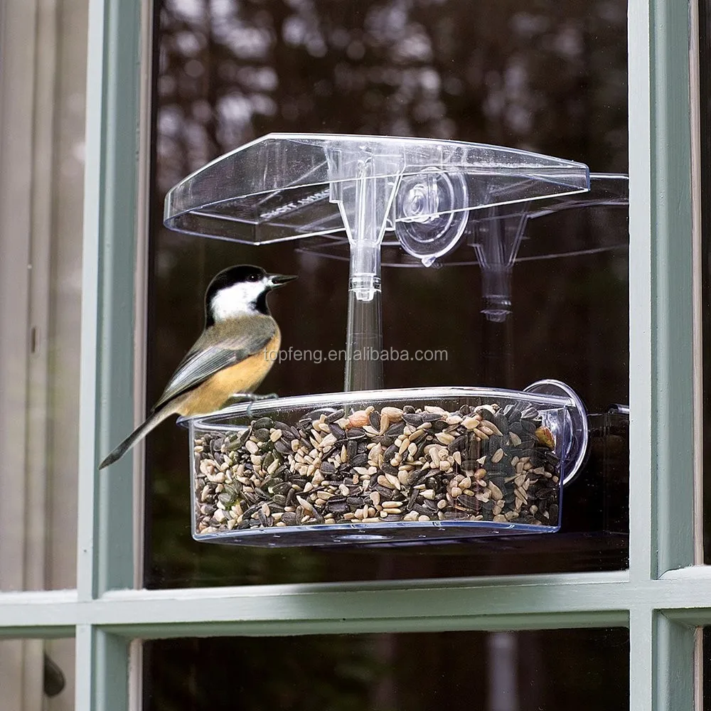 Clear Thick Window Bird Feeder Holds Variety Of Seeds Blends
