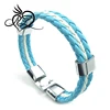 Mens Feather Bracelet, Argentina Albiceleste Flag Cuff Bangle, Blue White, 8" 8.5" 9"