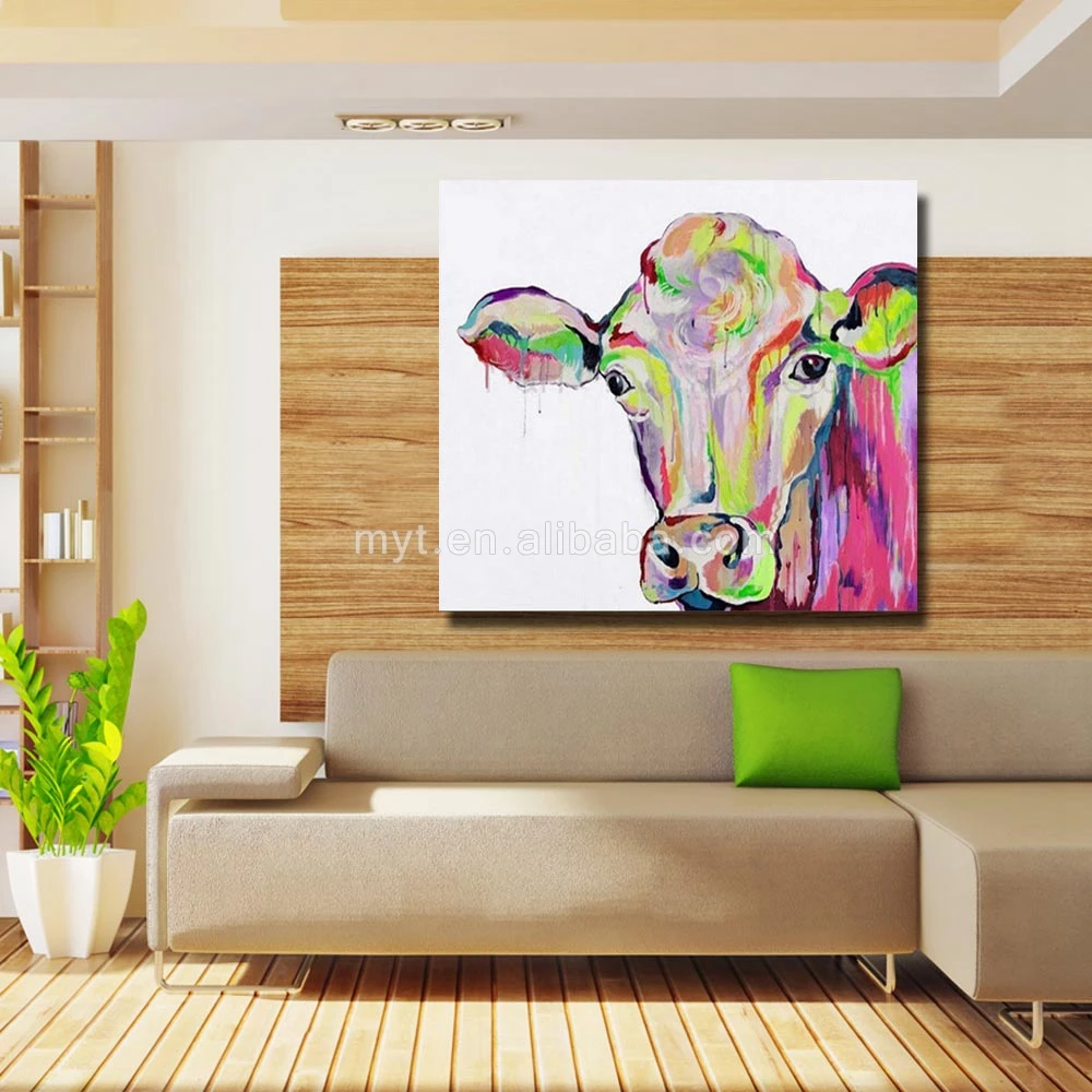 Koe dier muur foto voor woonkamer hand tekening moderne abstracte ...