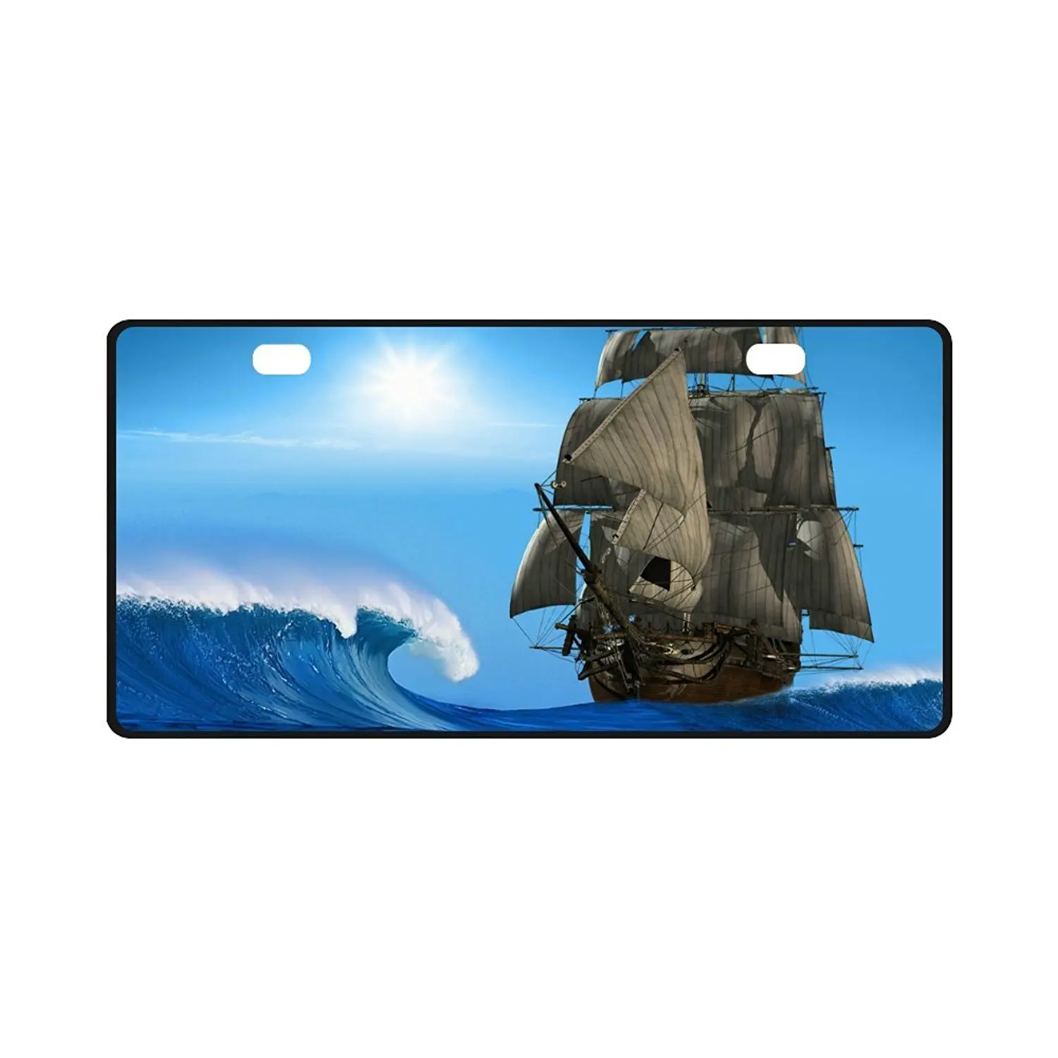 Ocean Wave Vanity Strong And Durable Aluminum Car Metal License Plate Frame for Women/Men Two Holes Tag 11.8" X 6.1"