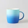 Custom Blue Frosted Gradient Porcelain Cup 11oz Coffee Ceramic Mug