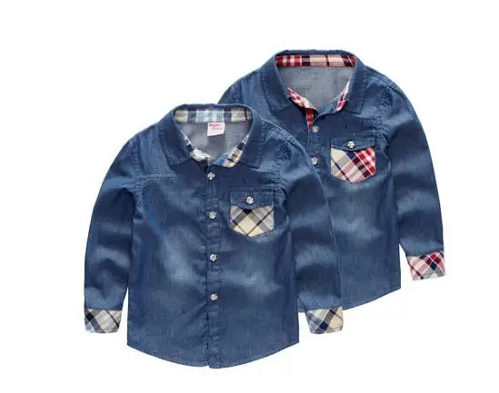 
Factory wholesale custom fancy cotton boys fashion children jeans shirt 