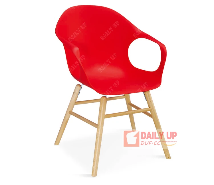 Wholesale Mid Century Modern Retro Designer Modern Plastic Dining Chair Design Solid Wood Leg Dining Chair