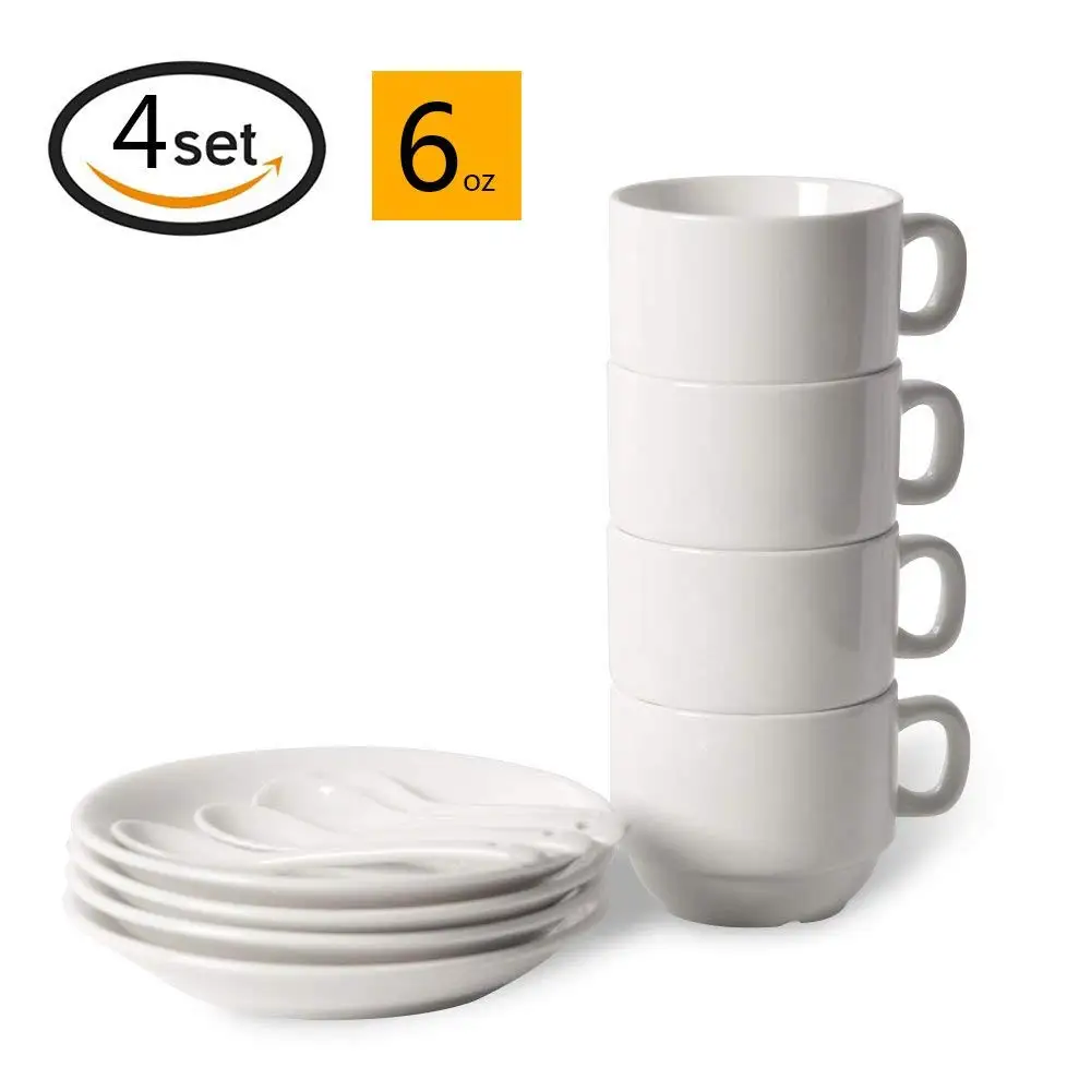 CH26  2 oz Espresso Coffee Cup 12 Pc Cup & Saucer White Porcelain Set