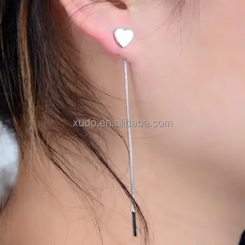Free Shipping Hot Heart Earring With Long Wire Extra Post Free Shipping Hot Heart Earring With Long Wire Extra Post Stud Earrings