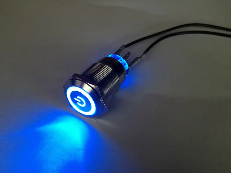 gelb NO LOGO HYCSP 16mm rot blau weiß Licht Hot-Auto-Metall LED Power Push Button Switch Selbstverriegelungs Typ EIN-Aus 5V 12V 24V 220V Color : Switch Socket, Voltage : 5V grün