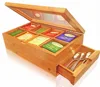 Best Natural 8 Storage Bamboo Tea Box with Expandable Drawer