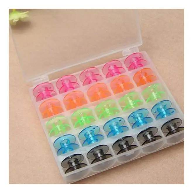 25 Grids Storage Bobbin Box Colorful Plastic Bobbin Case Empty Bobbins