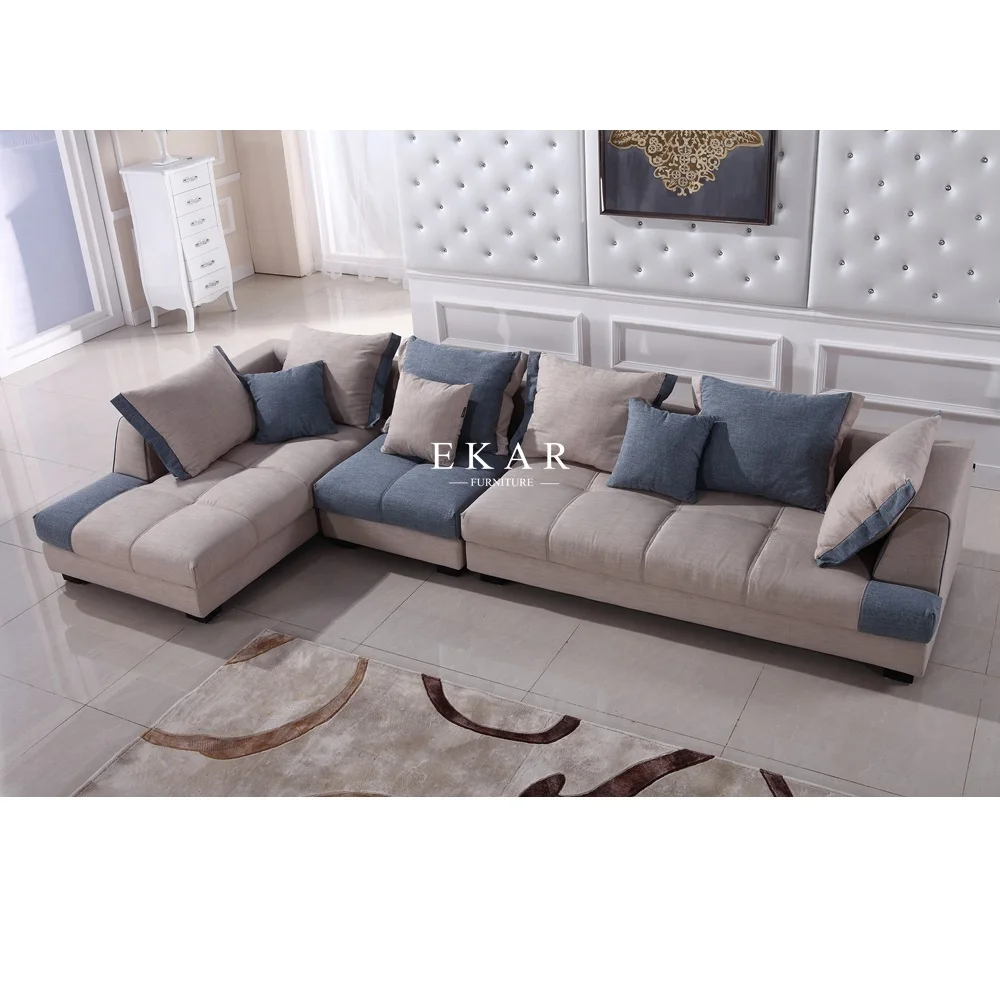 High Quality Modern 6 Seater Couch Pine Wood Grey Fabric Sofa Set Design Product On