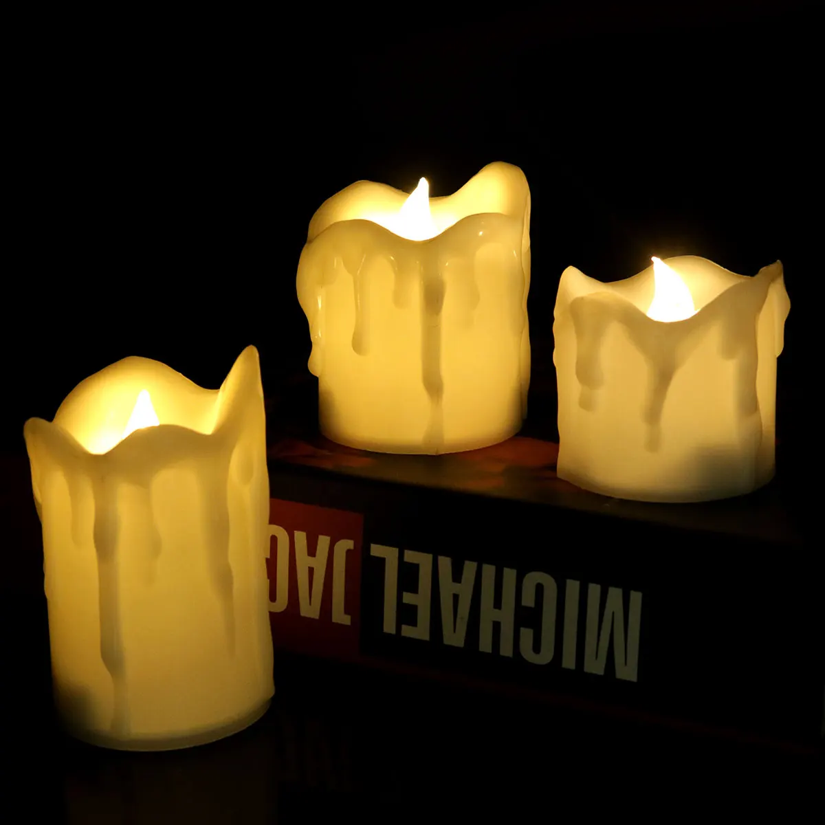 White Led Tealight Candle Dripping Moving Flame Large Plastic Candle