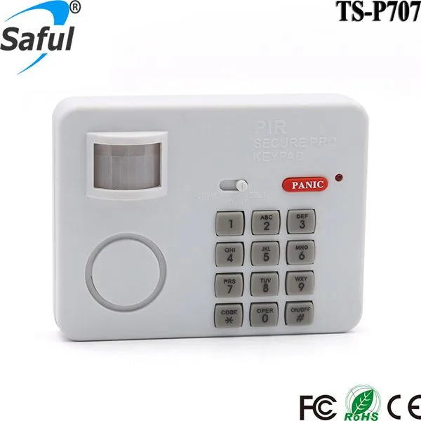 Pir intruder detector alarm with keypad arming and disarming