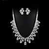 SJ Coordinates Accessory SJTM007 Charming Women Brass Platinum Plated Pear Cut Cubic Zirconia Fashion Jewelry Set for Bridesmaid