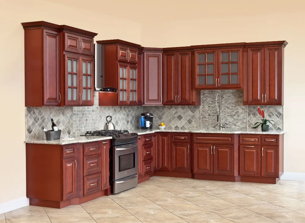 Modern Cherry Solid Wood Kitchen Cabinets - Buy Solid Wood Kitchen ...