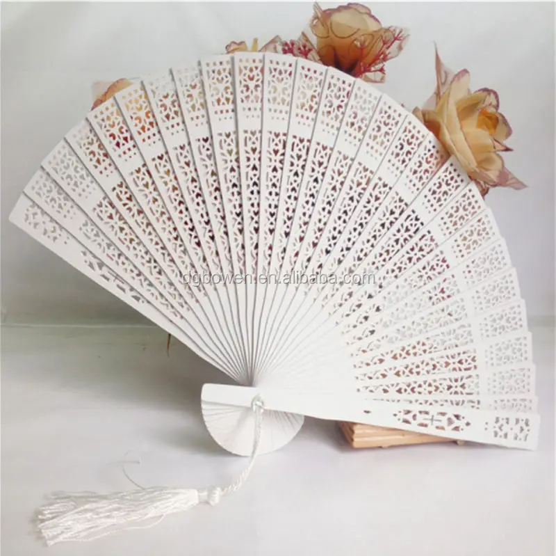 Chinese Traditional Hollow Fan Wooden Hand Made Exquisite Folding Wedding Gift Y 